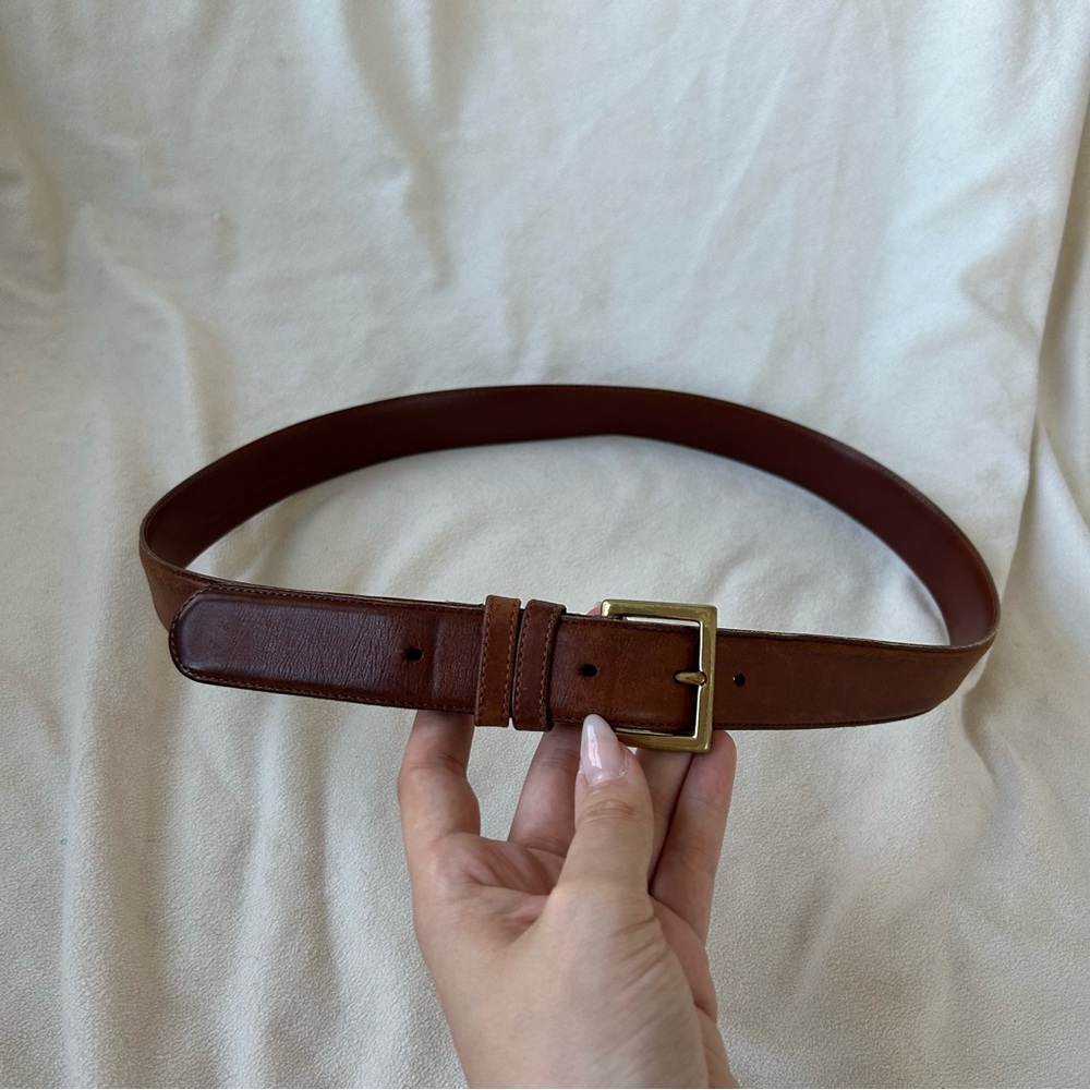 Coach Brown Leather Belt with Brass Buckle